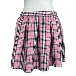 Unbranded Pink Plaid Pastel Dark Academia School Girl Pleated Mini Skirt Barbie